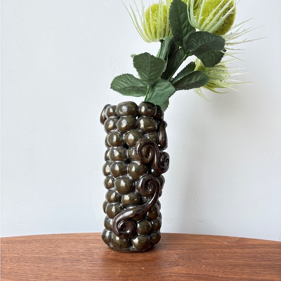 Artistic Bubble Texture Vase Mid Century Modern Pottery Vase Vintage Home Decor - Picture 10 of 12